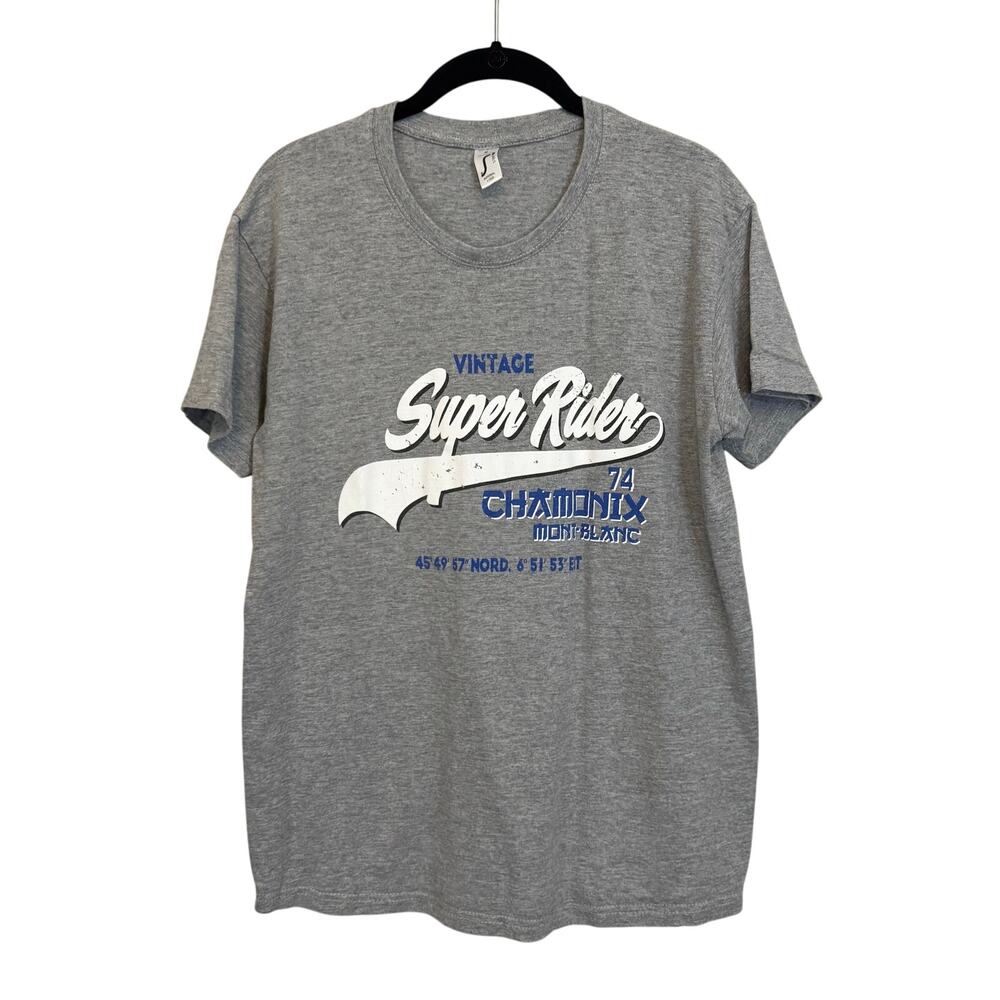 Imperial Super Rider T-Shirt Mens M Gray Chamonix-Mont Blanc 74 Graphic Casual